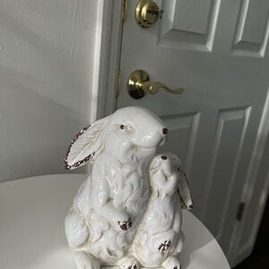 White Ceramic Bunny Pair Figurine - Home Accents Decor